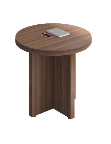 Table de conférence en bois foncé diamètre 80 cm et hauteur 76 cm