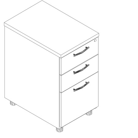 Caisson de bureau fixe avec 2 tiroirs et 1 dossiers suspendus - KDT73