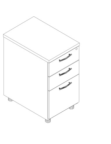 Caisson de bureau fixe avec 2 tiroirs et 1 dossiers suspendus - KDT73