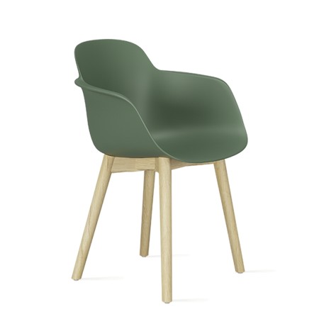 Chaise scandinave avec piètement bois naturel et coque plastique