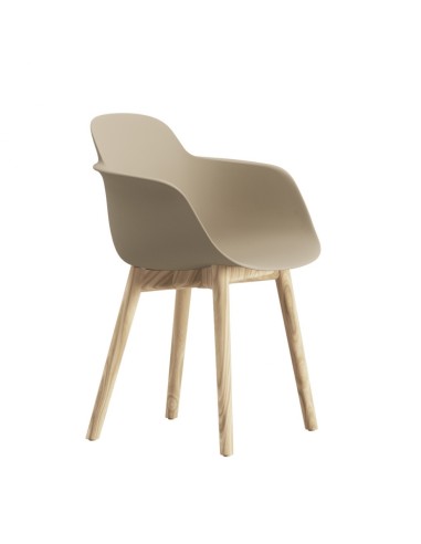 Chaise design avec coque plastique et pieds bois – modèle Sicla