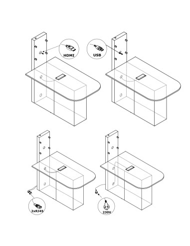 Station multimedia L. 195 x P. 110 x H. 200cm - MDD - MS01