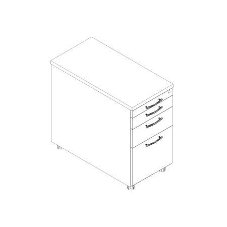 Caisson fixe 4 tiroirs et 1 tirette P. 80cm - KRT74 de MDD