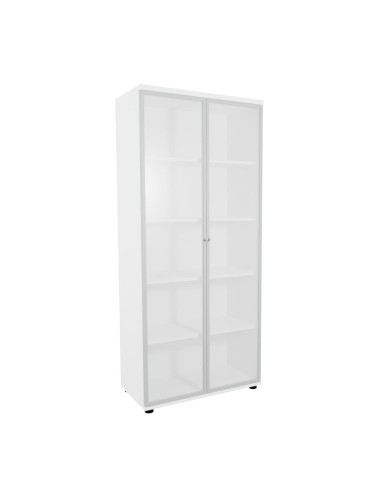 Meuble bureau avec portes en verre L. 80,1 x P. 43,2 x H. 183,3cm - A5404W - MDD