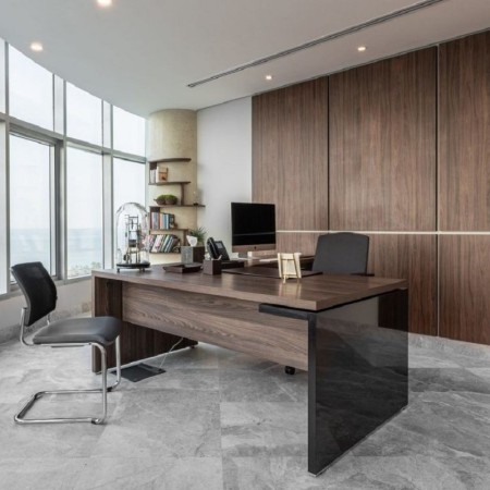 Bureau avec caisson de rangement noir 2