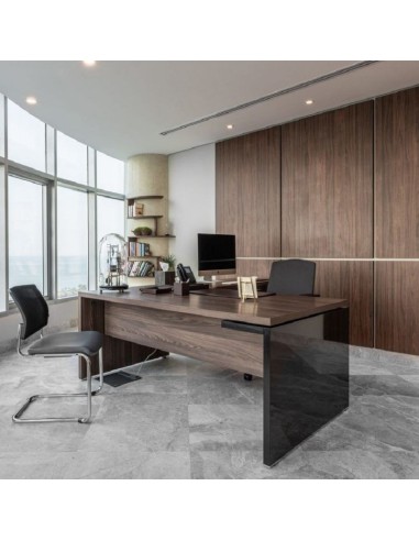 Grand bureau contemporain de direction avec chaise noire