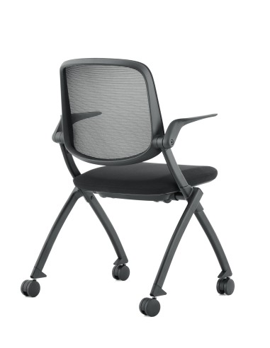 Chaise de conférence avec assise et accoudoirs rabattabe et avec roulettes - Visi - Sitek - 3930