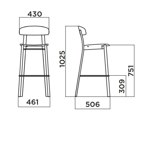 Feluca Pop – Tabouret en métal et plastique, parfait pour les bars et îlots au style moderne