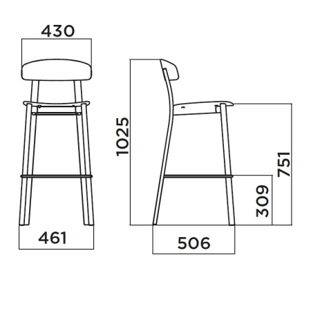 Chaise Feluca haute – Design robuste et élégant, parfaite pour un comptoir ou un bar
