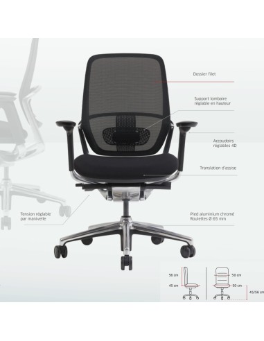 Chaise de bureau - explication des réglages - Yoko - 7240