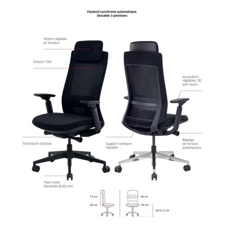 Option pour le fauteuil de bureau avec têtière - Andrea - 7650 - Sitek
