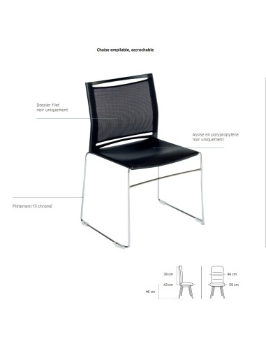 Explication de la chaise de réunion design empilable -  Jill Filet - 3683