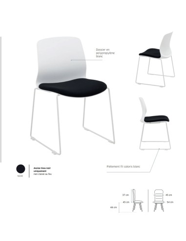 Descriptif de la chaise de réunion empilable pas cher - 3696 - Sitek - Irina