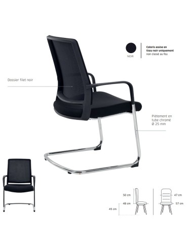 Explication détaillée de la chaise conférence luge noir confortable - 4560 - Edwin