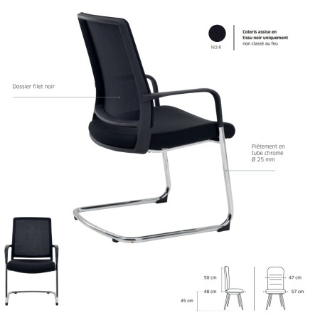 Explication détaillée de la chaise conférence luge noir confortable - 4560 - Edwin