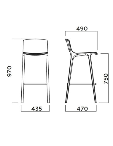 Dimensions Tabouret de bar Seame en bois 