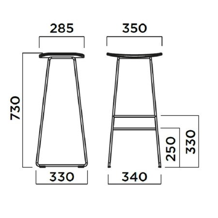 Dimensions tabouret haut assise en bois - Klejn