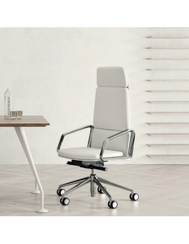 Fauteuil de direction en cuir blanc - Lead - Las Mobili - 141 085