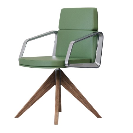 Chaise de réuion en cuir avec piétement en bois - Lead - 141 090 - Las Mobili