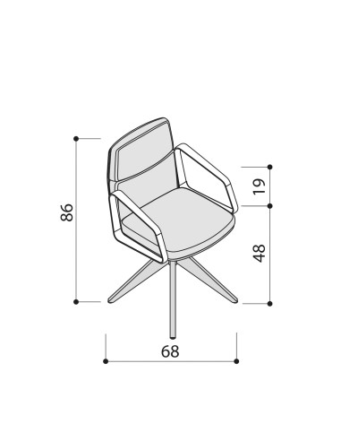 Dimensions - Chaise de réuion en cuir avec piétement en bois - Lead - 141 090 - Las Mobili