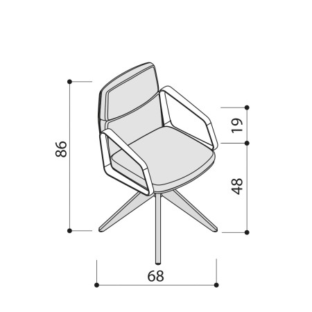 Dimensions - Chaise de réuion en cuir avec piétement en bois - Lead - 141 090 - Las Mobili