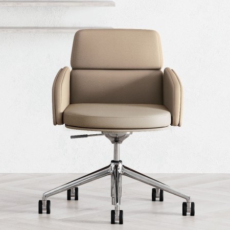 Chaise de réunion sur roulettes en cuir premium - Lead - 141 094 - Las Mobili