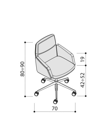 Dimensions - Chaise de réunion sur roulettes en cuir premium - Lead - 141 094 - Las Mobili