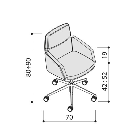 Dimensions - Chaise de réunion sur roulettes en cuir premium - Lead - 141 094 - Las Mobili