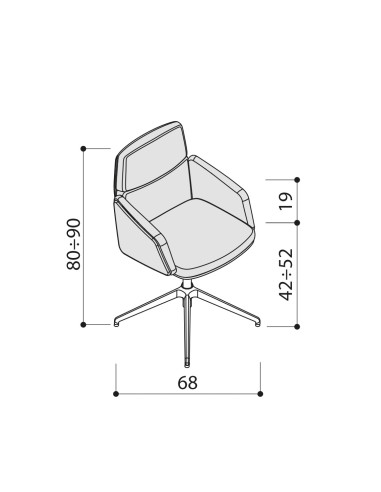 Dimensions - Chaise de conférence en cuir et piétement brillant - Lead - Las Mobili - 141 095