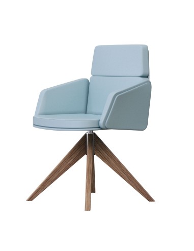 Chaise de réuion en cuir et avec piétement en bois massif - Lead - 141 096