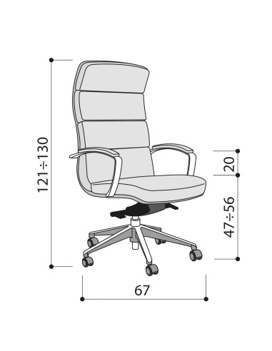 Dimensions - Siège de direction pivotant confortable en cuir - Scena - Las Mobili -  140 261