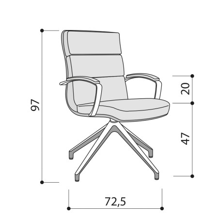 Fauteuil de conférence en cuir avec piétement étoile - Scena - Las Mobili 2
