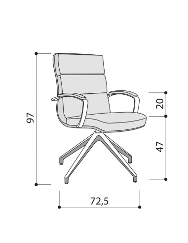 Dimensions - Fauteuil de conférence en cuir avec piétement étoile - Scena - Las Mobili