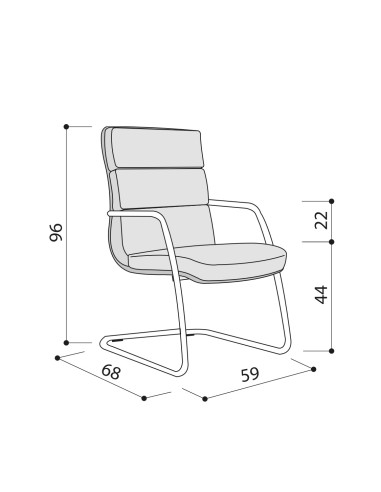 Dimensions - Chaise conférence luge en cuir véritable - Scena - Las Mobili