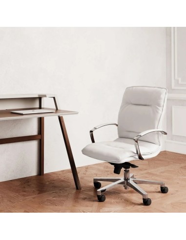 Chaise de réunion en cuir très confortable sur roulettes - Formen - Las Mobili