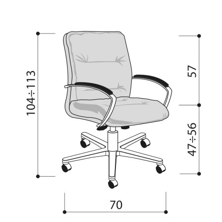 Dimensions - Chaise de réunion en cuir très confortable sur roulettes - Formen - Las Mobili