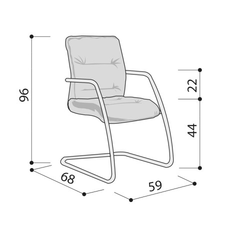 Dimensions - Siège de réunion piétement luge en cuir confortable - Formen - Las Mobili