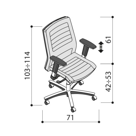 Dimensions - Siège de direction en cuir classe avec accoudoirs réglables - Neochair - Las Mobili