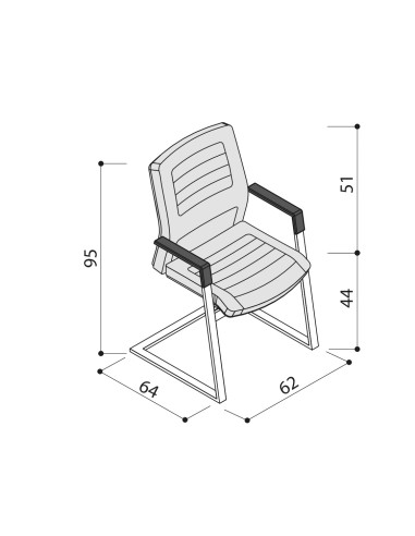 Dimensions - Fauteuil réunion cuir avec surpiqures design - Neochair - Las Mobili