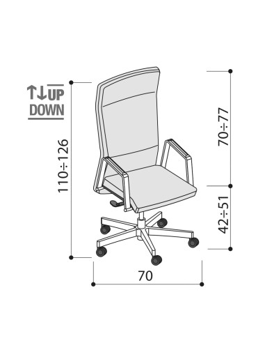 Dimensions - Fauteuil de direction en cuir avec dossier réglable en hauteur - Athena - Las Mobil 