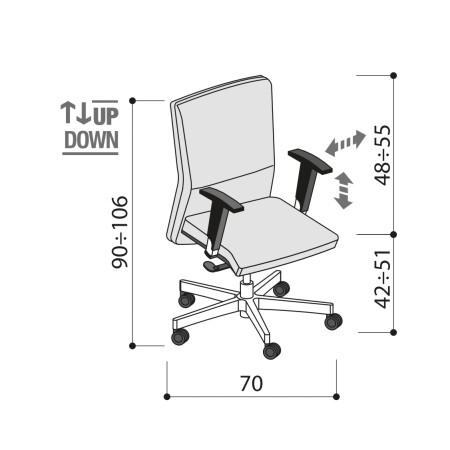 Chaise de bureau en cuir et dossier réglable en hauteur - Athena - Las Mobili 2