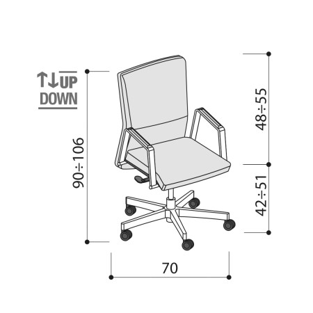 Chaise de conférence design en cuir sur roulettes - Athena - Las Mobili 2