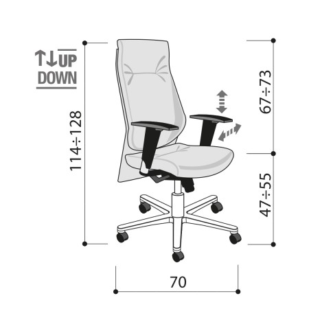 Chaise de direction design en cuir de qualité et accoudoirs réglables - Galassia - Las Mobili
