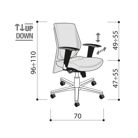 Chaise de bureau en cuir avec dossier et accoudoirs réglables - Galassia - Las Mobili 2