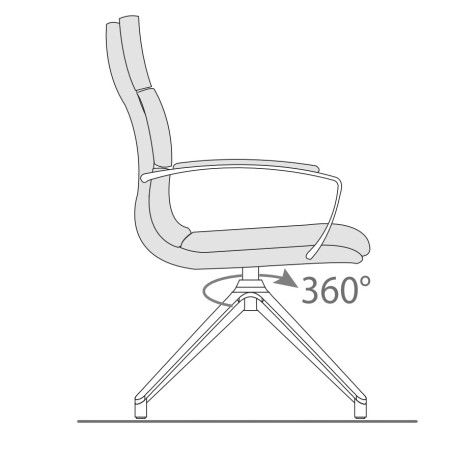 Réglage - Fauteuil de conférence en cuir avec piétement étoile - Scena - Las Mobili
