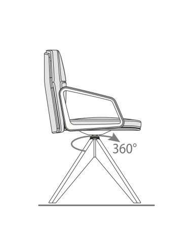 Réglage - Chaise de réuion en cuir avec piétement en bois - Lead - 141 090 - Las Mobili