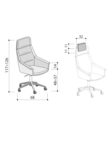 Dimensions - Chaise de direction en cuir au design imposant - Jera