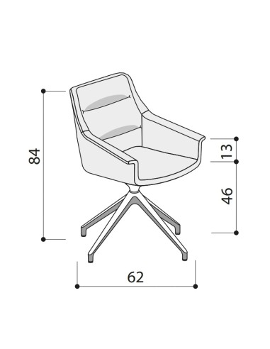 Dimensions - Chaise de conférence en cuir design pivotant 360° - Jera - Las Mobili