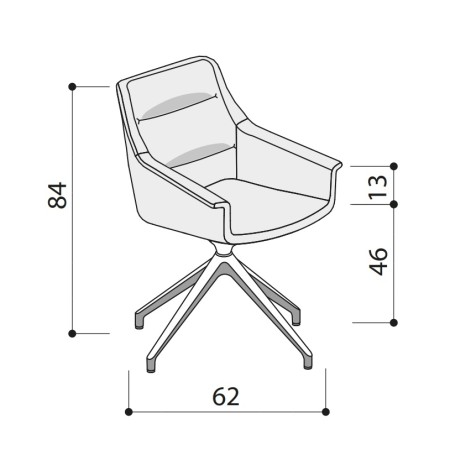 Dimensions - Chaise de conférence en cuir design pivotant 360° - Jera - Las Mobili