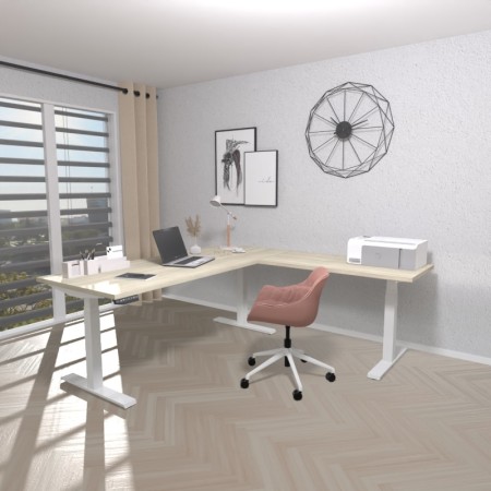 Table électrique d'angle assis-debout - 180x160x80x60